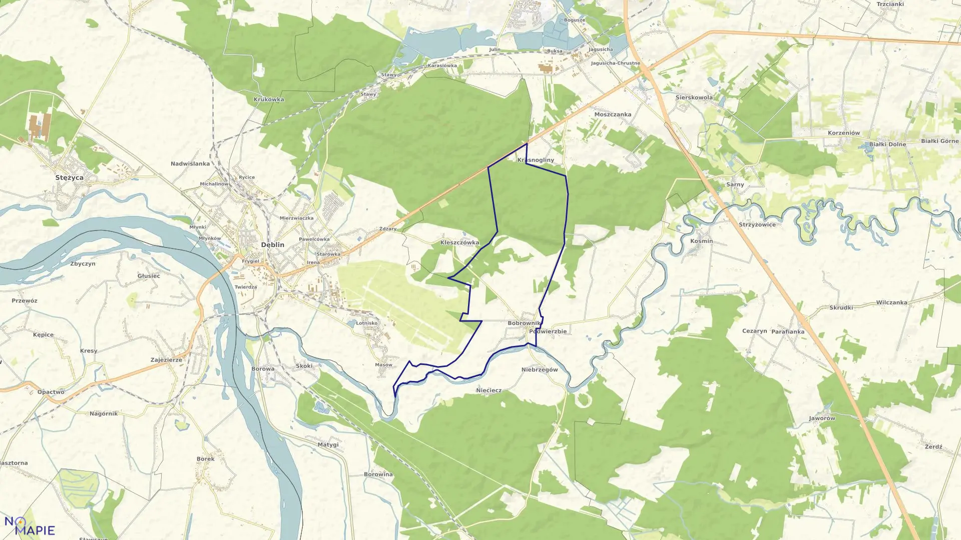 Mapa obrębu BOBROWNIKI w gminie Ryki