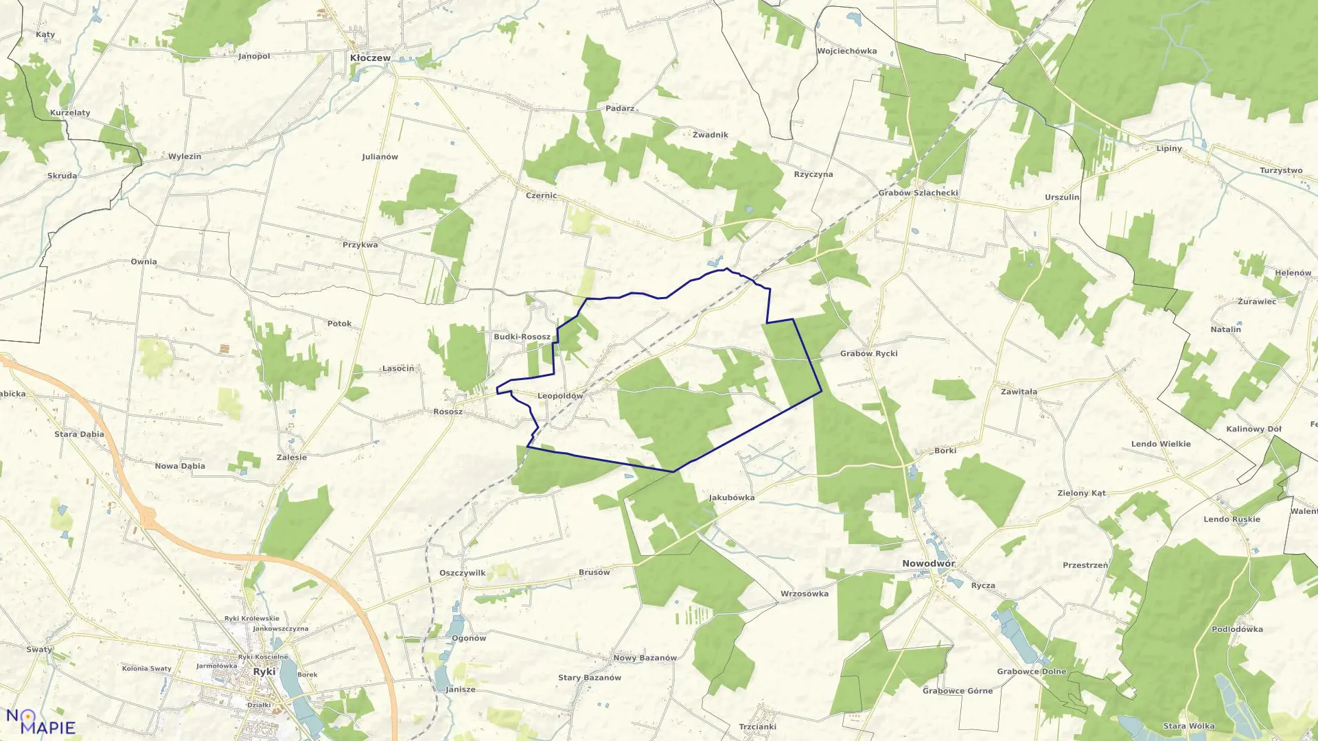 Mapa obrębu LEOPOLDÓW w gminie Ryki